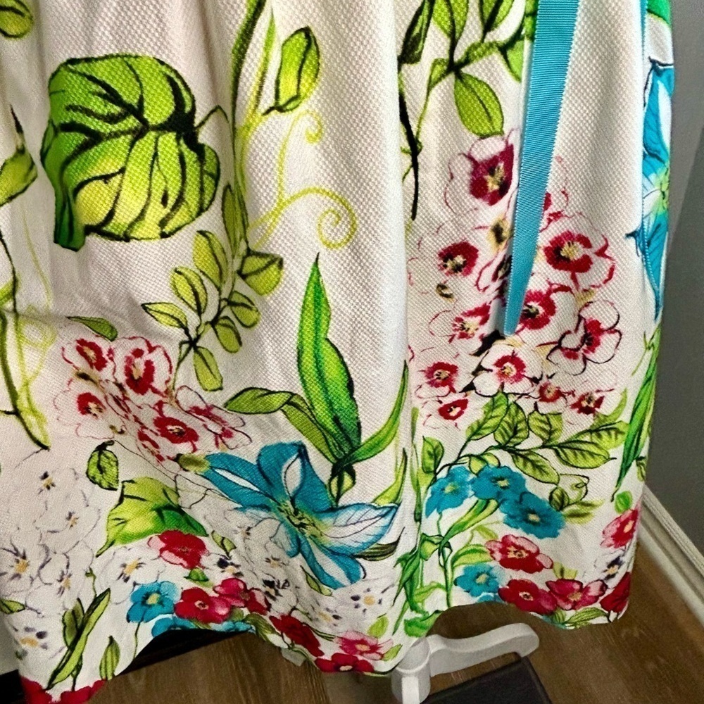 ❤️💚”David Meister” Strapless Floral Midi Dress w/Back Zipper Size 8🩵❤️ - Picture 4 of 11